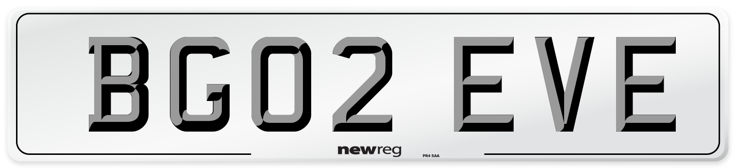 BG02 EVE Number Plate from New Reg